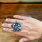 Cluster ring - size 8.5 - White Buffalo Ring - sterling silver