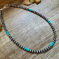 Sterling Silver Pearl & Blue Turquoise Necklace – 19"