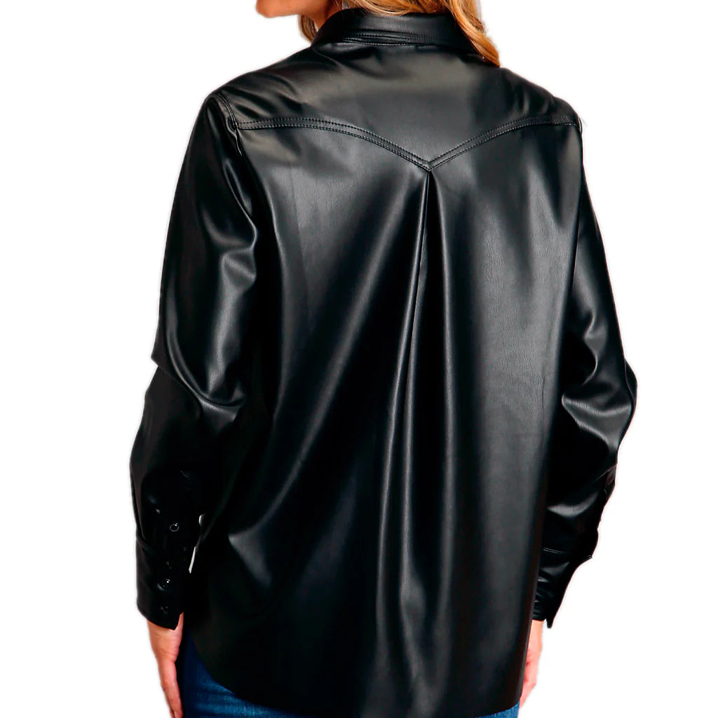Stetson Black Faux Leather Shirt for Women
