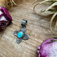 Zia Symbol Pendant with Sonoran Gold Turquoise – Sterling Silver – Native Made by K. Billah – Fits 8mm