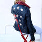 Christy Star Leather Jacket by Mauritius in Americana Blue