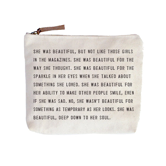 She Was Beautiful Canvas Zip Bag