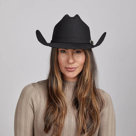 Cattleman | Womens Black Felt Western Cowgirl Hat - Bourbon Cowgirl