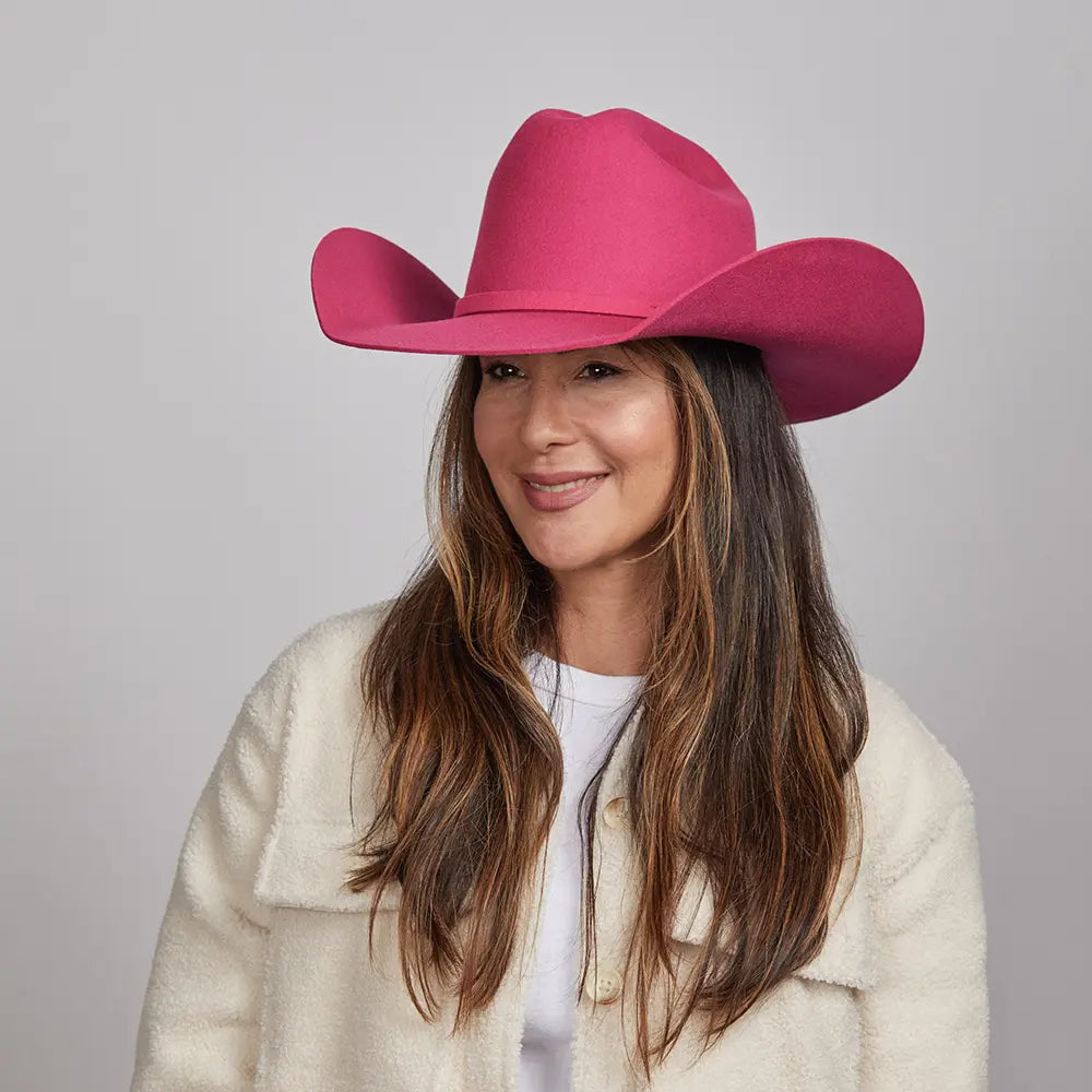 Cattleman Womens Pink Felt Western Cowgirl Hat Bourbon Cowgirl