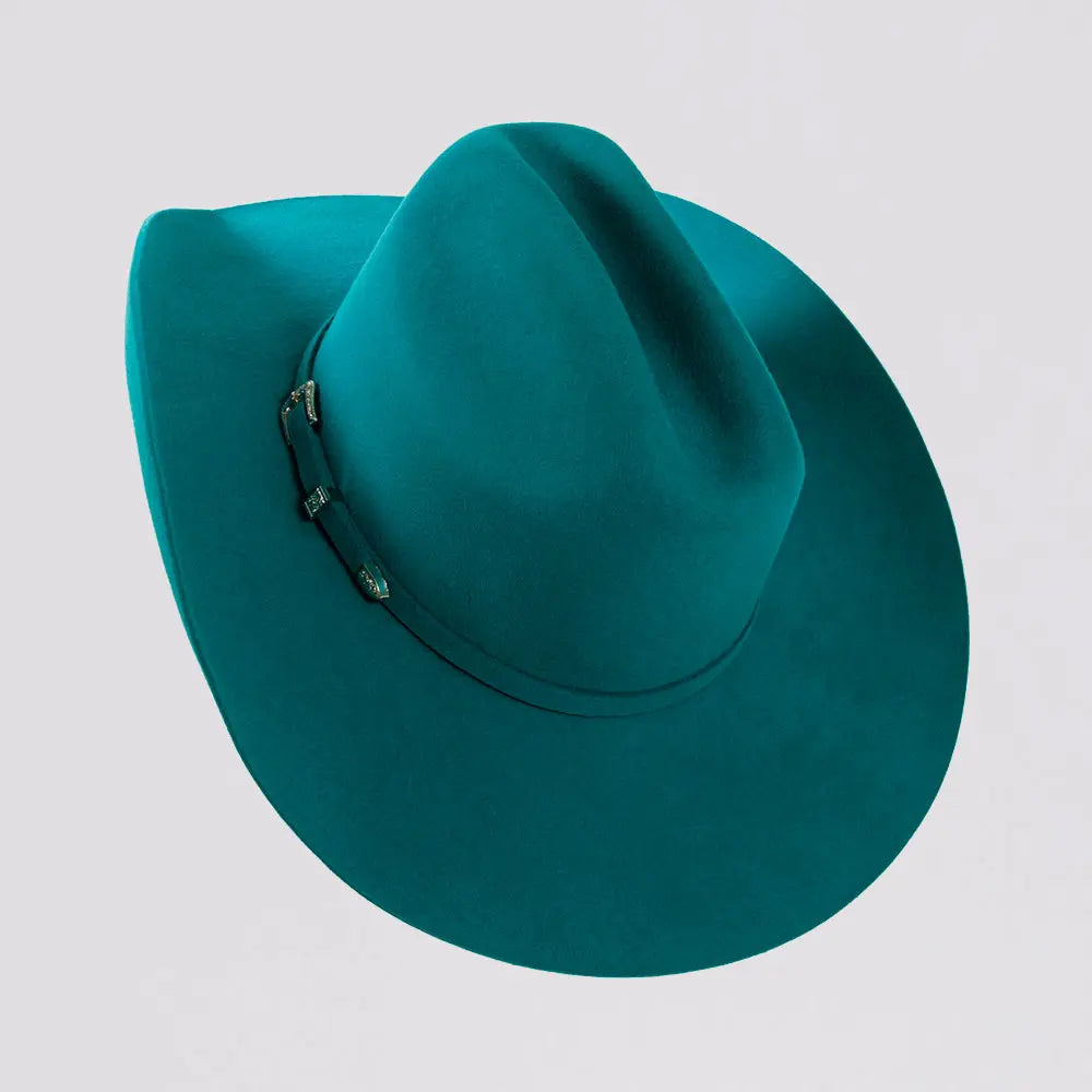 Cattleman | Womens Teal Felt Western Cowgirl Hat - Bourbon Cowgirl