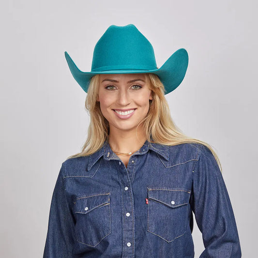 Cattleman | Womens Teal Felt Western Cowgirl Hat - Bourbon Cowgirl