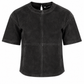 Faux Suede Cropped Tee in Black