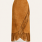 Fringe Wrap Italian Suede Skirt at Bourbon Cowgirl