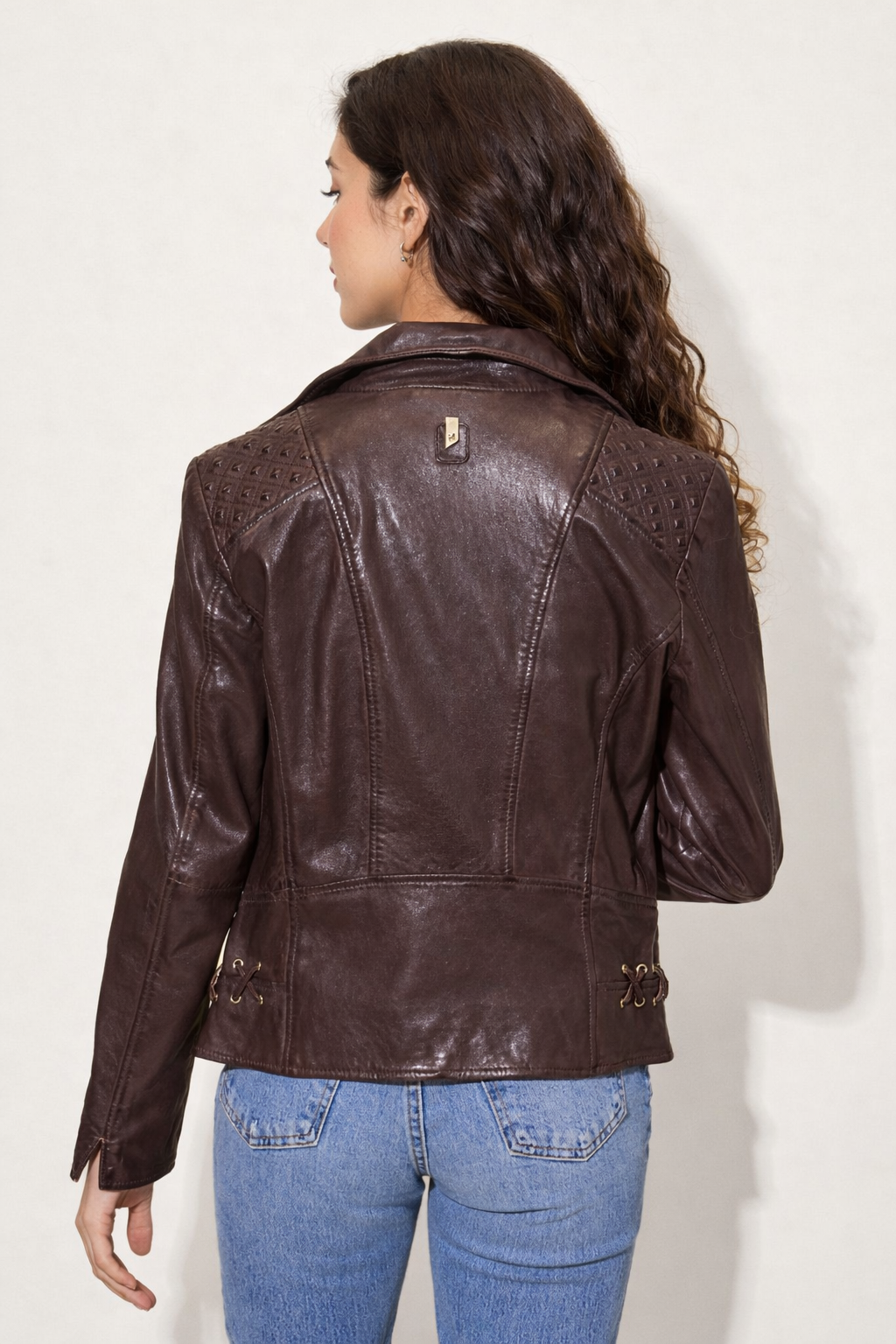 Chlara RF Leather Jacket, Dark Brown