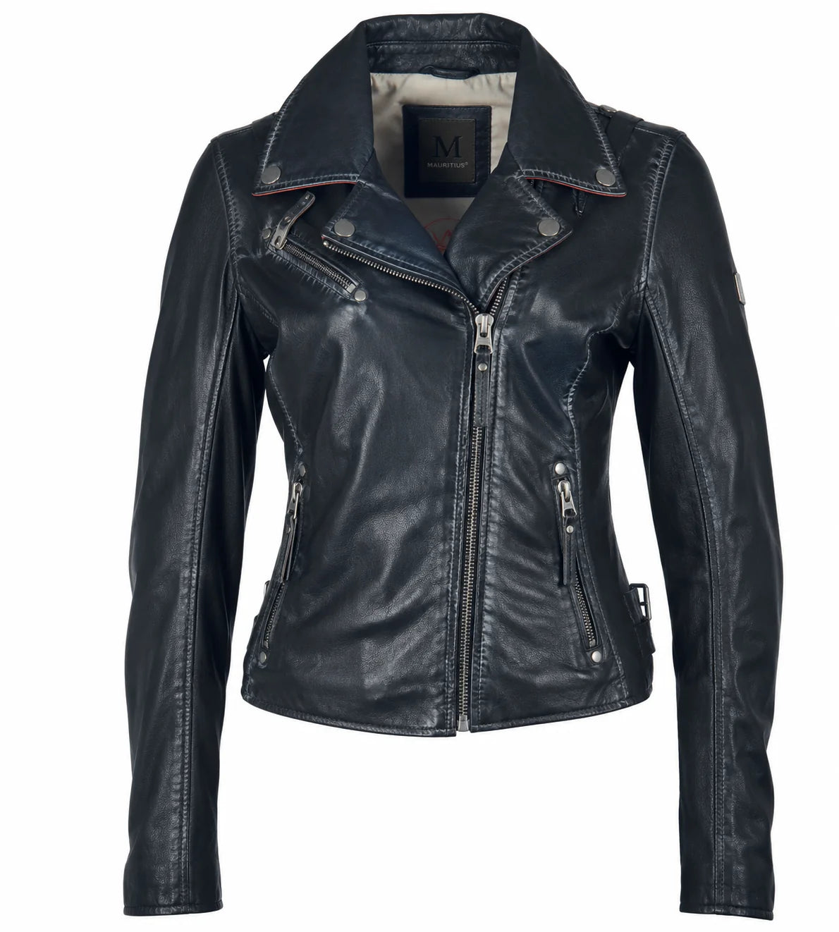 Betsy RF Leather Jacket, Navy by Mauritius