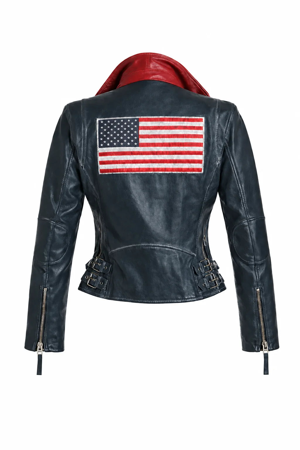 Betsy RF Leather Jacket, Navy by Mauritius