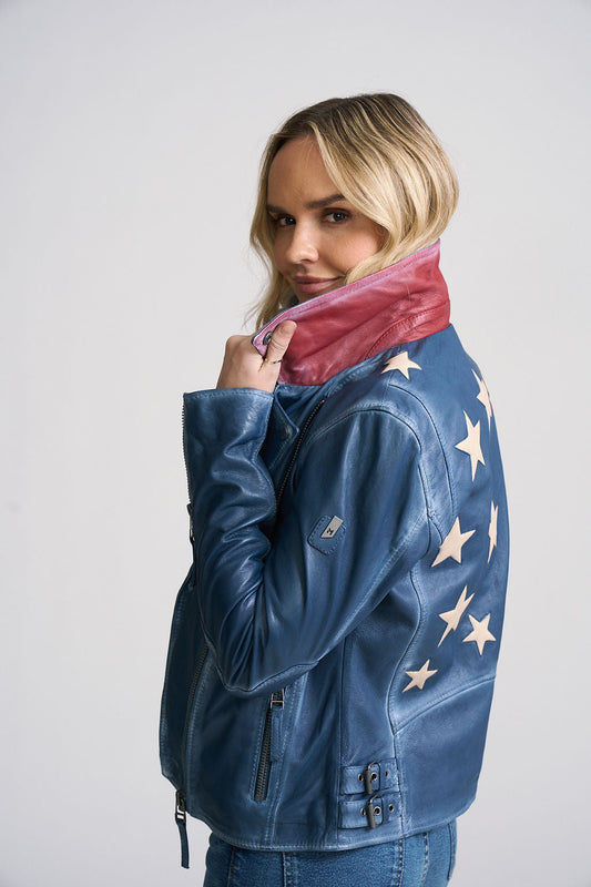 Christy RF Star Detail Leather Jacket