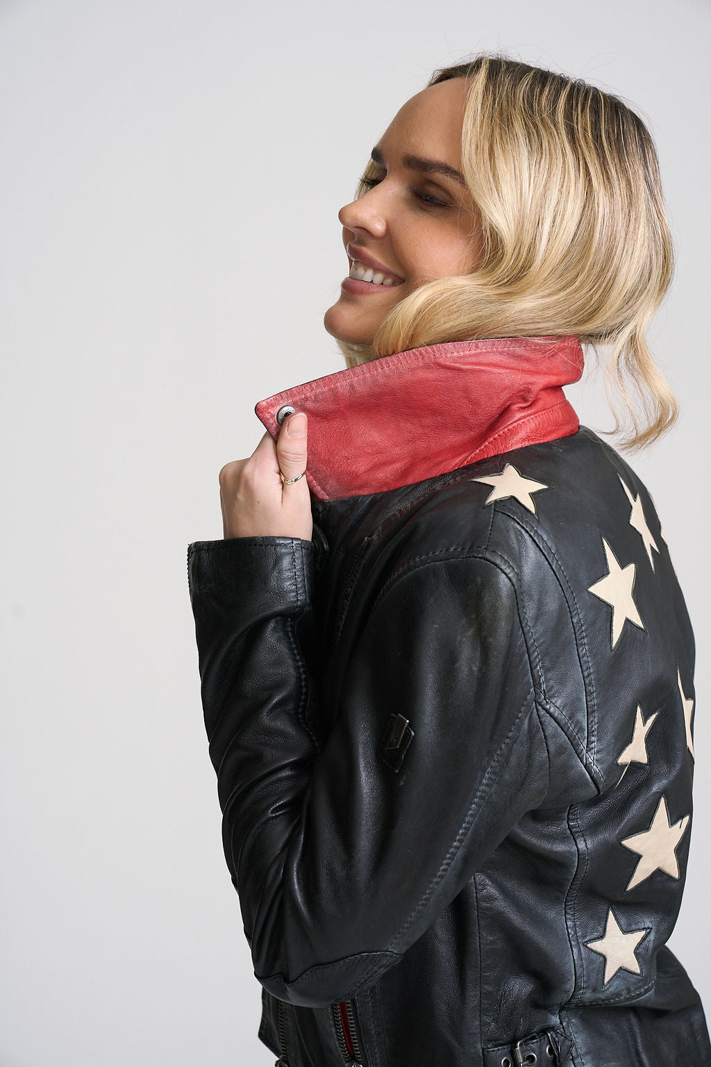 Christy RF Star Detail Leather Jacket