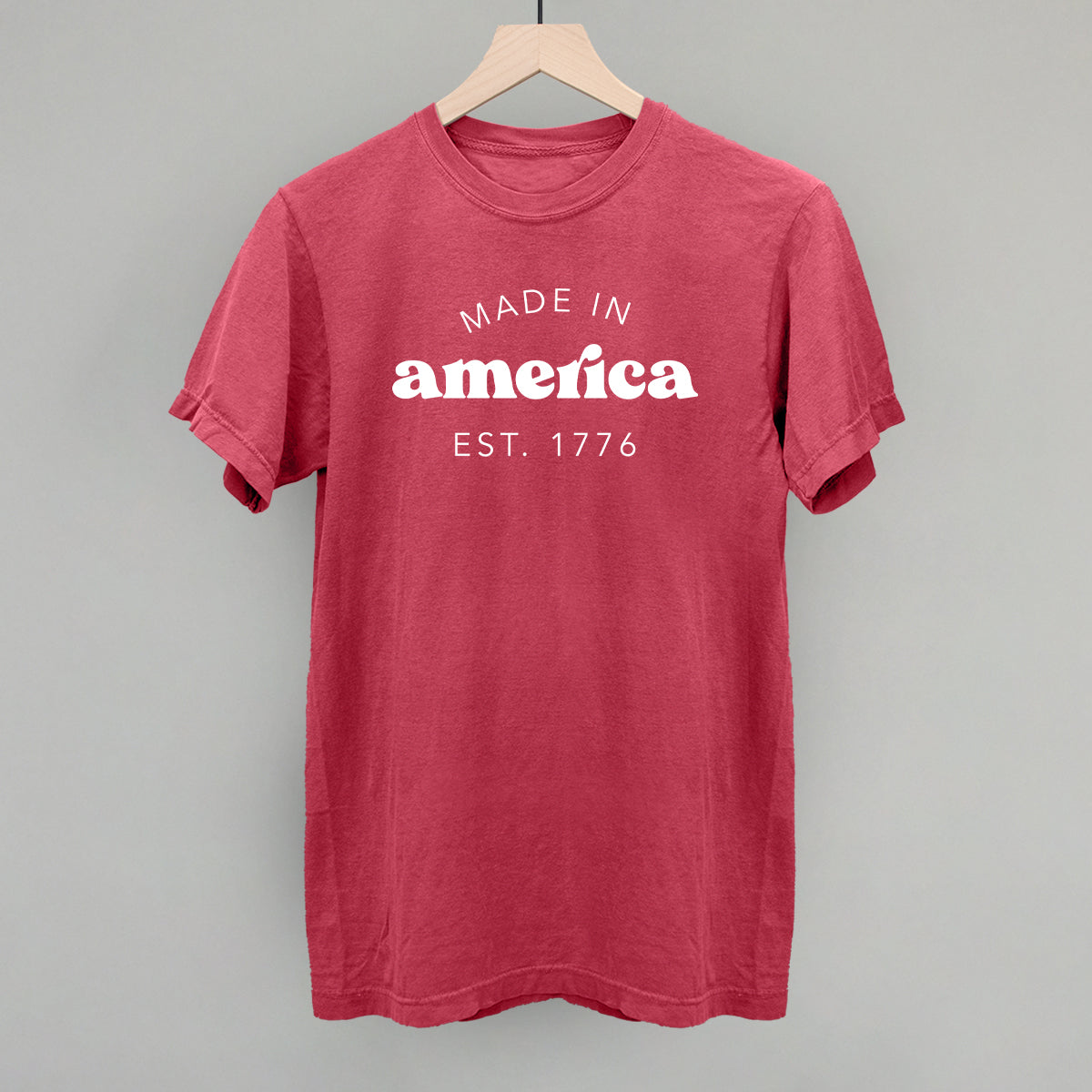 Comfort Colors Crimson Made in America tee mockup