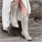 Wing & Cross Studded White Wedding Boots - Corral Boots at Bourbon Cowgirl