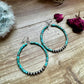 Big turquoise hoops earrings with sterling silver pearls