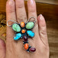 Dragon Fly Ring - Adjustable - Mix Stone & Sterling Silver