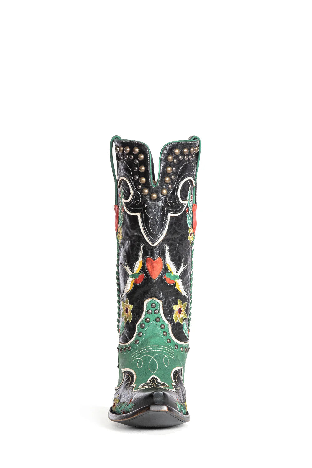 Midnight Leather Boots with Inlay Overlay at Bourbon Cowgirl