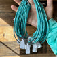 3 mm Sterling Silver Pearls choker with magnesite darker turquoise heishi - western jewelry