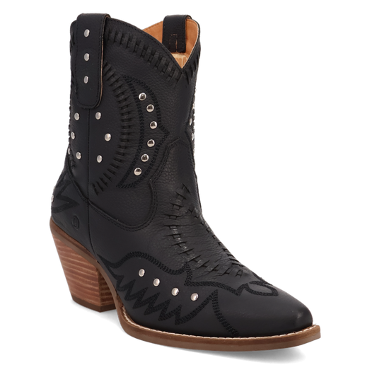 Precious Leather Black Bootie Ankle Boot by Dingo
