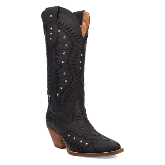 Pretty 'N Pink Leather Boots in Black Cowboy Boot by Dingo