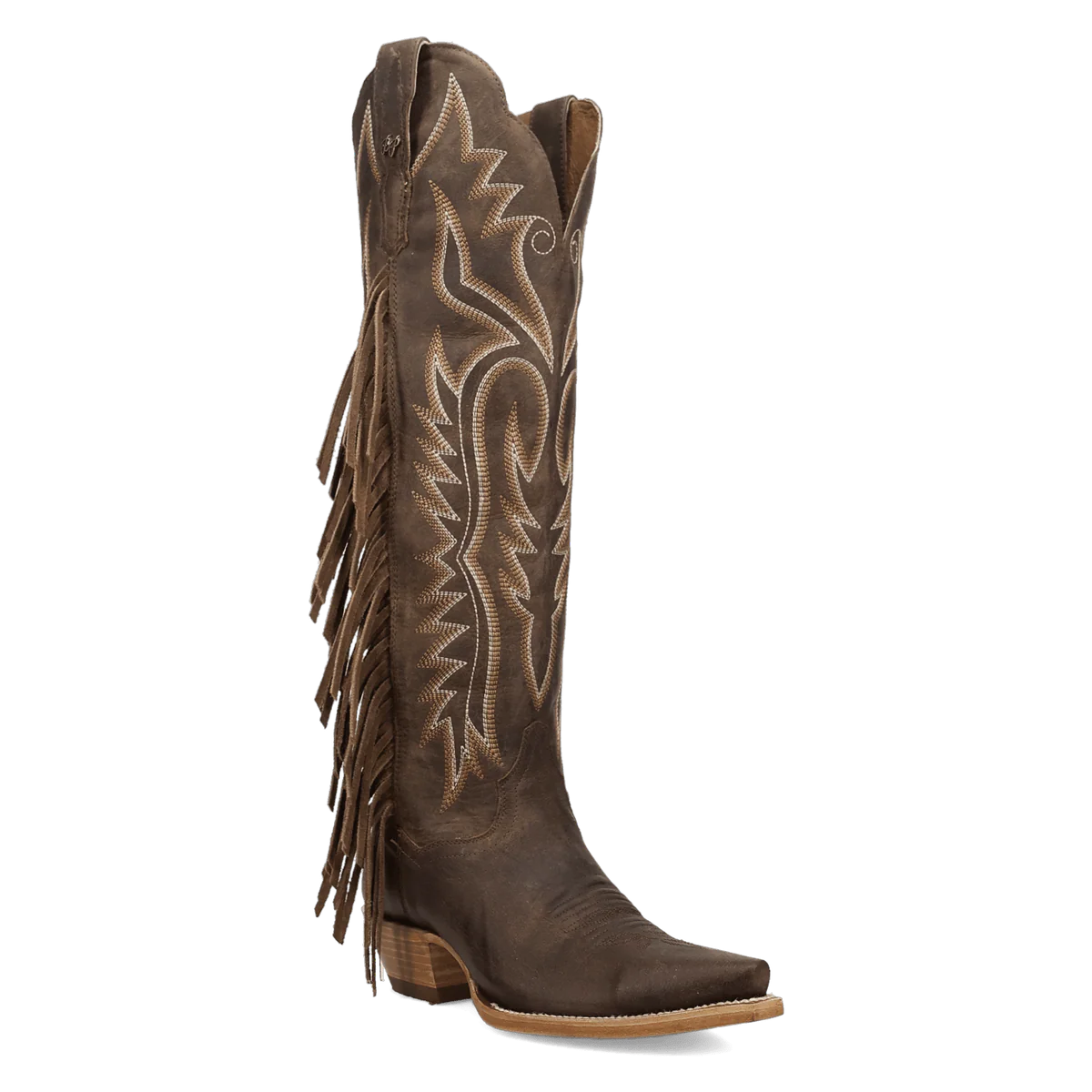 Prairie Dancer Brown Leather Fringe Women's Cowboy Boot by Dan Post
