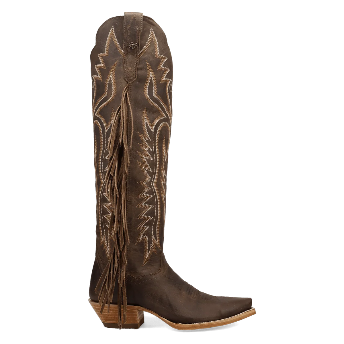 Prairie Dancer Brown Leather Fringe Women's Cowboy Boot by Dan Post
