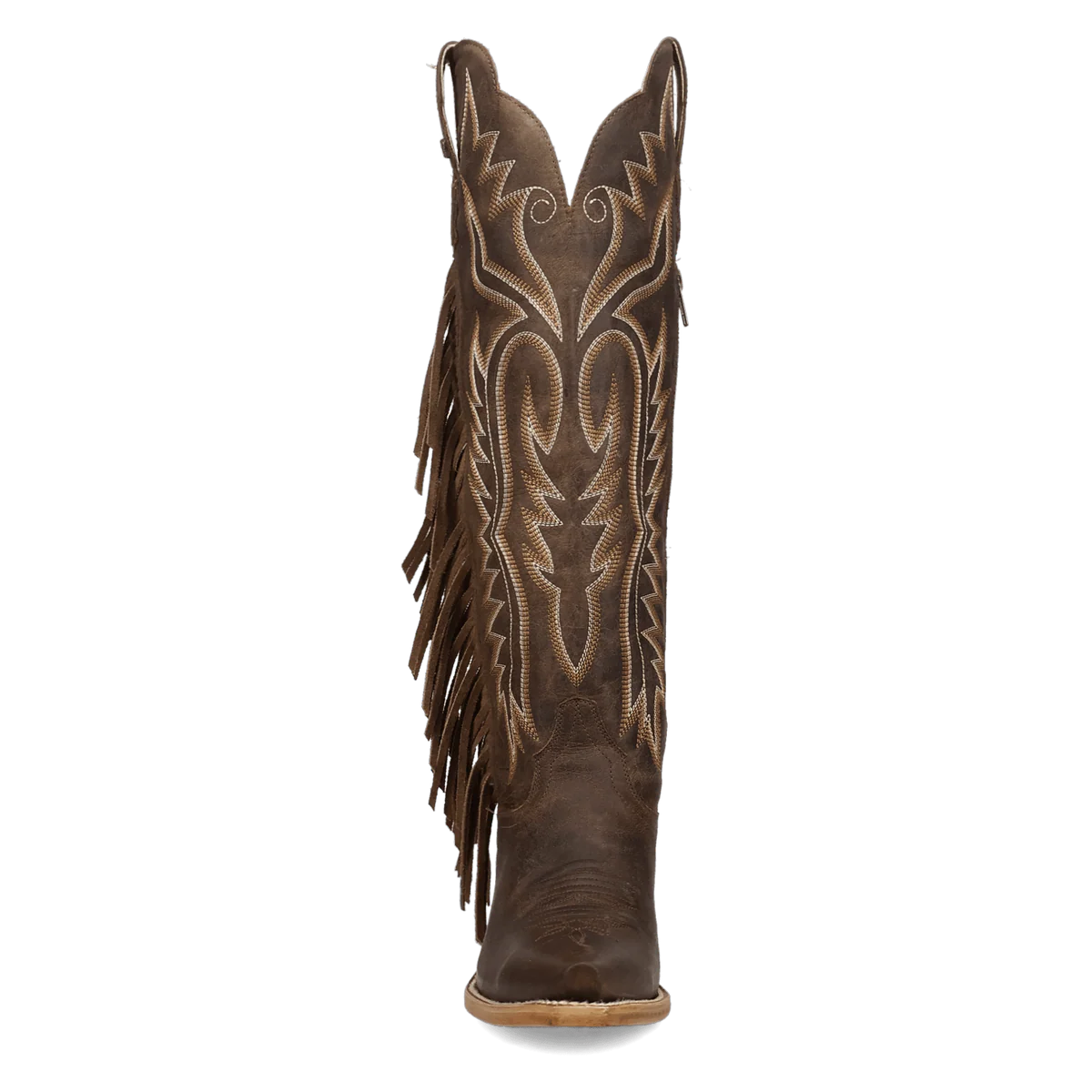 Prairie Dancer Brown Leather Fringe Women's Cowboy Boot by Dan Post