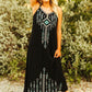 Black Spaghetti Strap Aztec Embroidered Dress at Bourbon Cowgirl