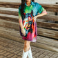 Jade Ombre Horse Printed Button Down Oversize Shirt Dress at Bourbon Cowgirl