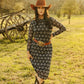 Black Aztec Mesh Long Sleeve Lined Dress Bourbon Cowgirl