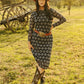 Black Aztec Mesh Long Sleeve Lined Dress Bourbon Cowgirl