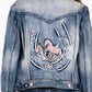 Horse Shoe & Horse Embroidered Stretch Denim Jacket at Bourbon Cowgirl