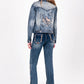 Horse Shoe & Horse Embroidered Stretch Denim Jacket at Bourbon Cowgirl