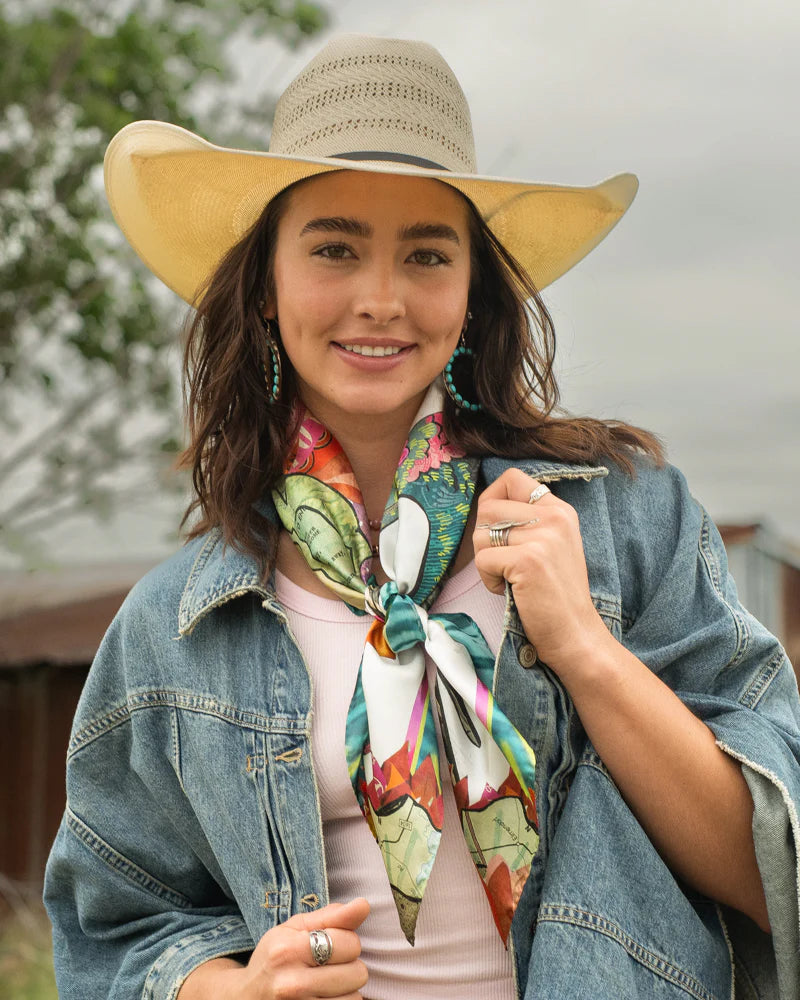 Silk Cactus Bloom Bandana Wildrags at Bourbon Cowgir