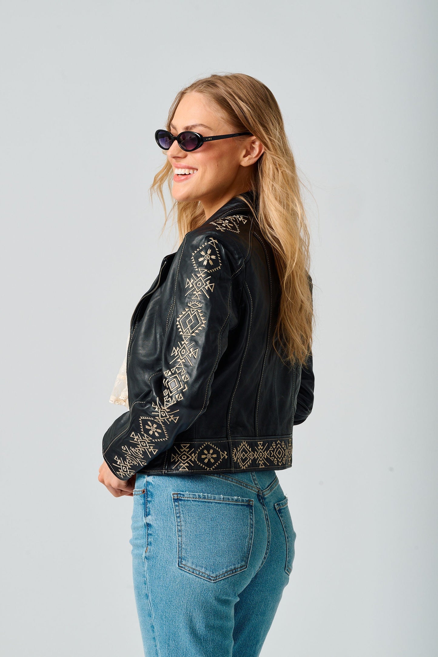 Cora RF Leather Jacket, Black