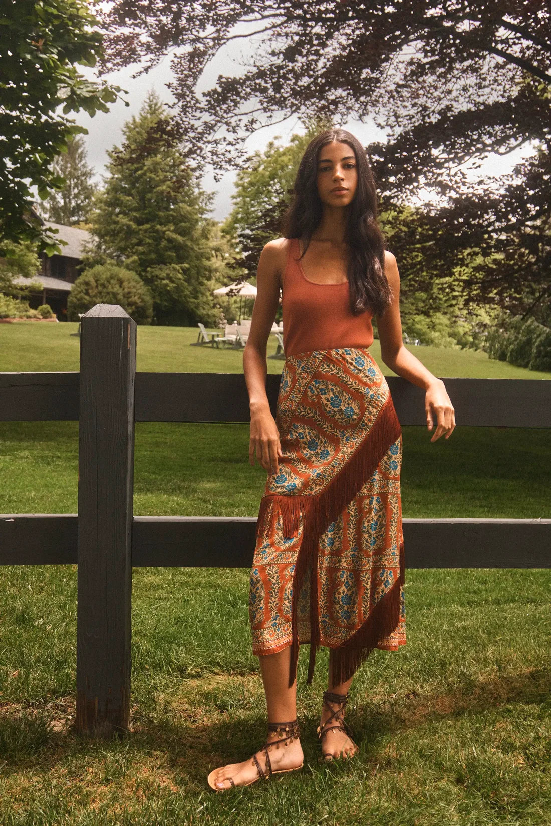 Allyne Skirt in Amber Glen Brown by Hunter Bell