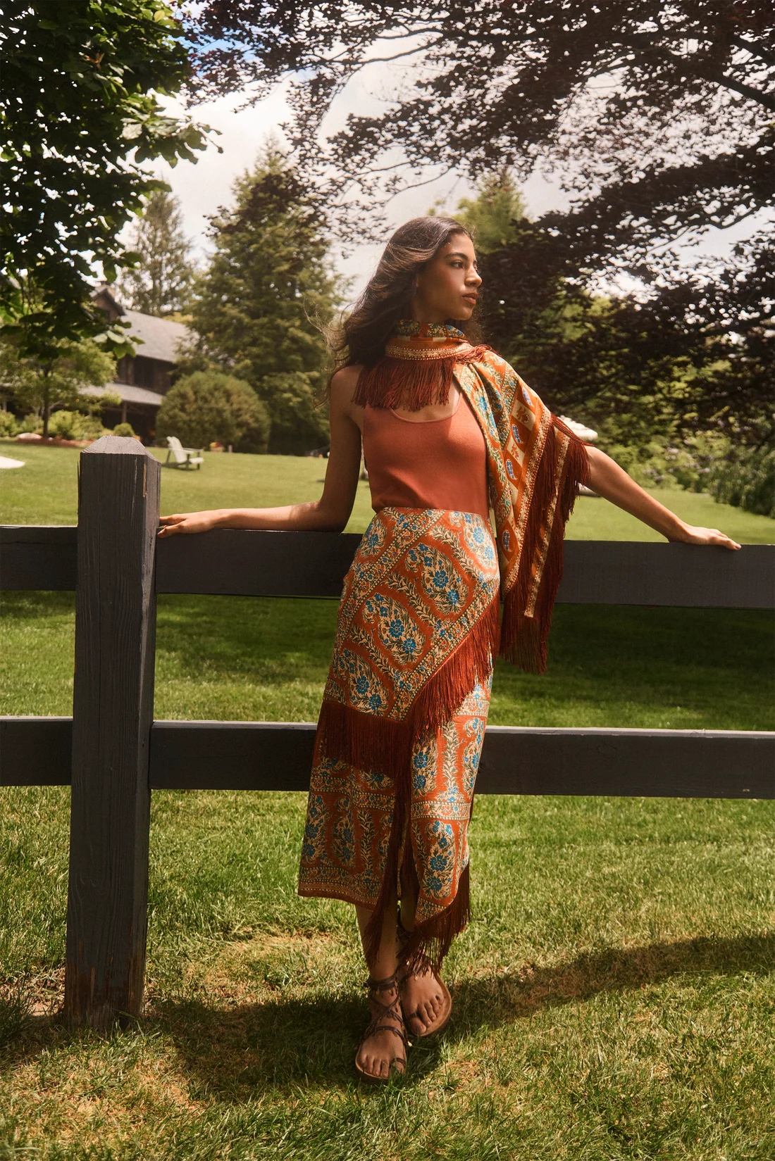 Allyne Skirt in Amber Glen Brown by Hunter Bell