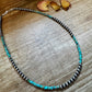 Sterling Silver Pearl & Heishi Turquoise Necklace – 19"
