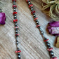 NFR Collection Necklace – Sterling Silver Torpedo Pearls with Red Spiny Oyster – Handmade by The Bijoux FAB – 39"