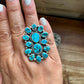 Long Ring- adjustable - Kingman turquoise ring and sterling silver