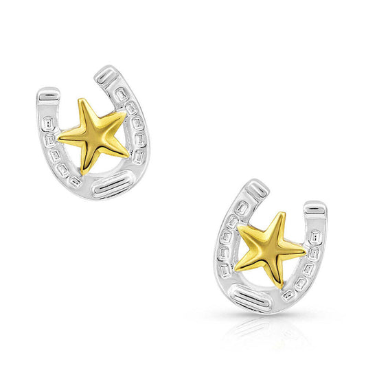 Stars & Horseshoe Post Earrings- Montana Silversmiths for Bourbon Cowgirl