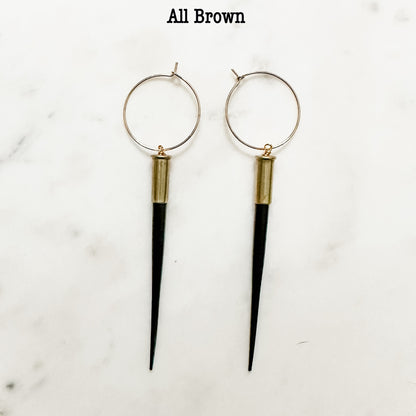 Brown spike earrings