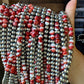 19 inch 8 mm Sterling Silver Pearls necklace with Red Spiny