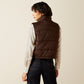 Brown vest, back view, warm style.