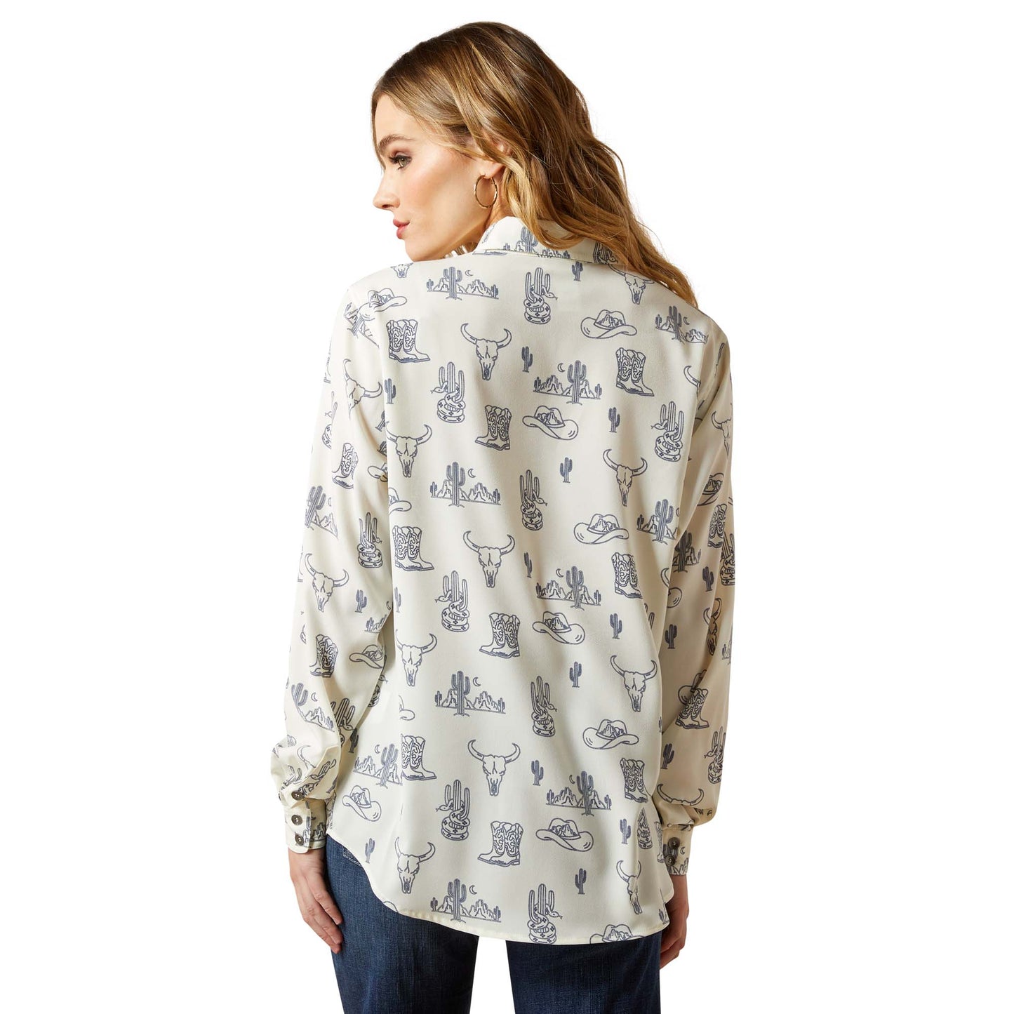 Women's western print shirt - back view