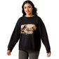 Women's black western sweatshirt, front view