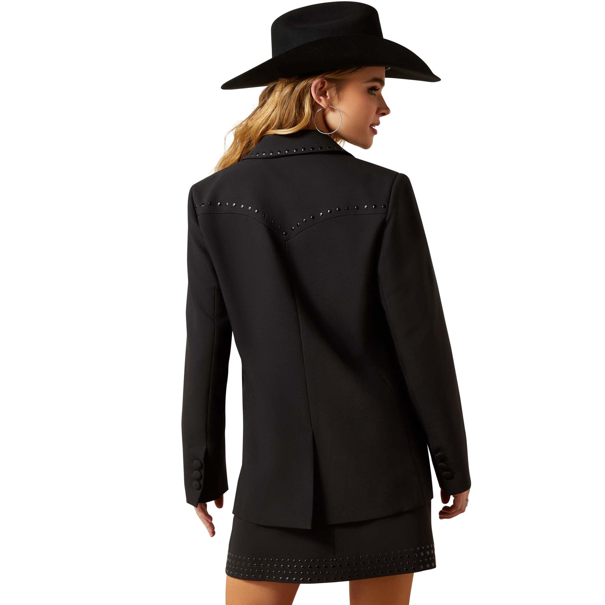 Black western blazer back view