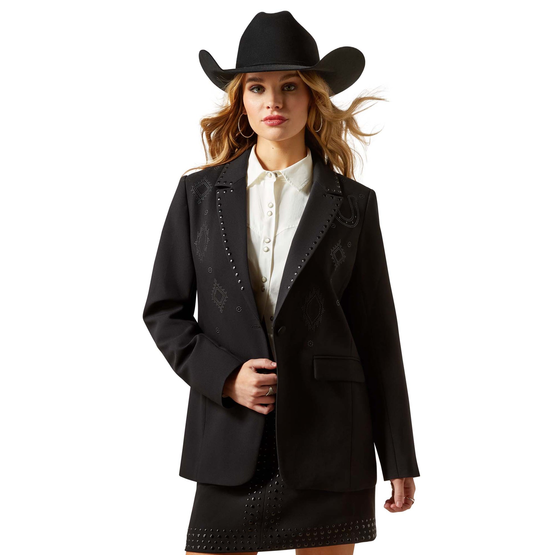 Black Western blazer, front view