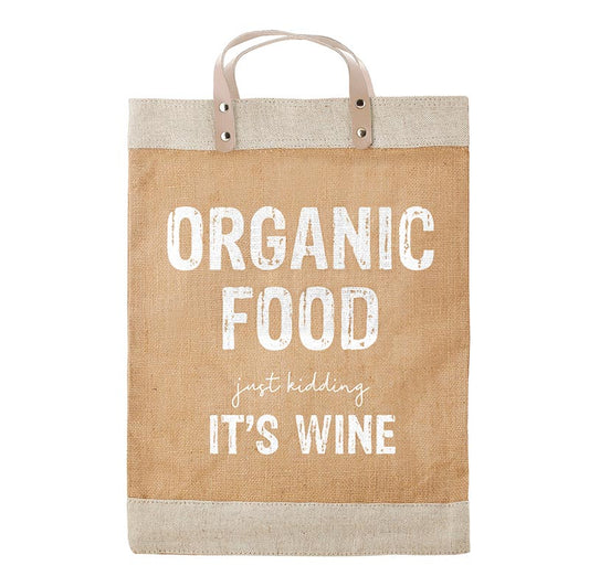 Organic Food Just Kidding it's Wine Tote Bag at Bourbon Cowgirl